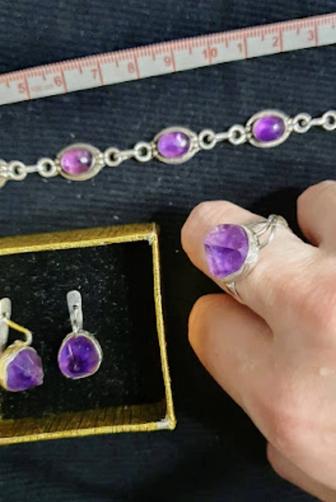 Серебряный набор серьги и кольцо