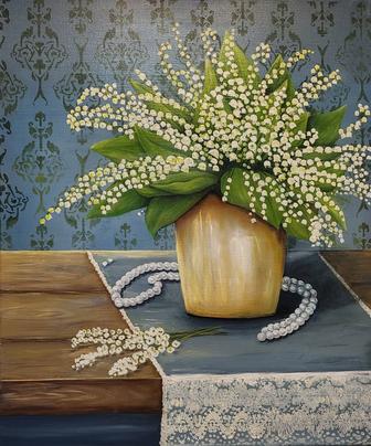 Картина. Ландыши. Холст, масло. 60х50см.