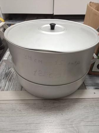 Продам б/у мантоварка алюминиевая. 34см. 15 литров..4 тары