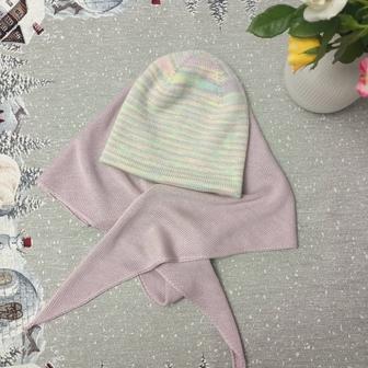 Комплект для девочки, шапка с косынкой,ручной работы.