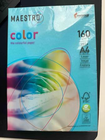 Бумага Maestro Color A4, 160 г/м, голубая, 250 листов (новая)