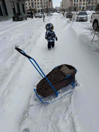 Санки/ санки на колесах/ ручка на две стороны