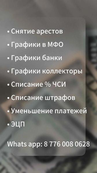Снятие ареста, графики банки