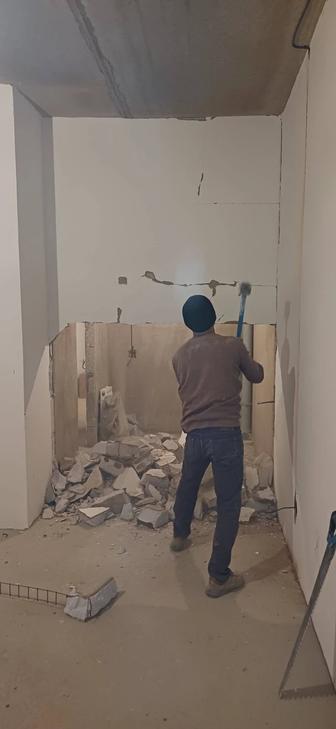 Кафель демонтаж стяжка гипсокартон стен с вывоз мусора