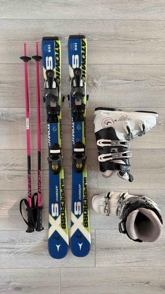 Лыжные ботинки и лыжи детские 22,5