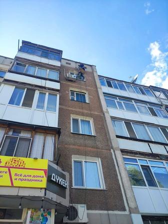 Промышленный альпинизм! Утепление стен фасадов, монтаж кондиционеров!