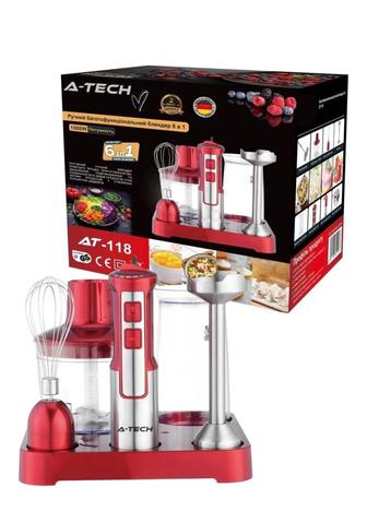 Блендер погружной A-Tech AT-118 красный, серебристый