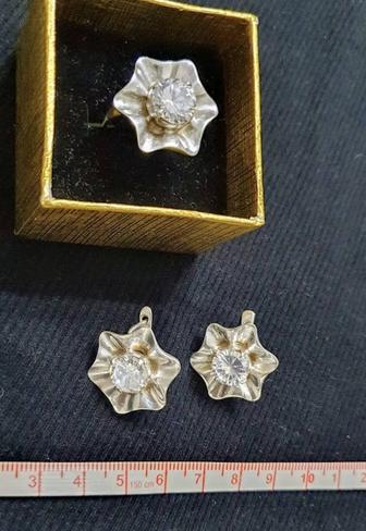 Серебряный набор серьги и кольцо