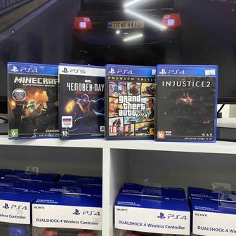 Диски на PS4/PS5. GTA5, Minecraft, Injustice 2, Человек-Паук