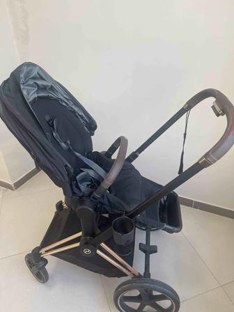 Оригинальная Коляска Cybex Priam lll Sepia Black 2-в-1 на шасси rose gold