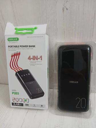 Мощный повербанк Gerlax 20.000mAh 2.4a быстрая зарядка 4разьема