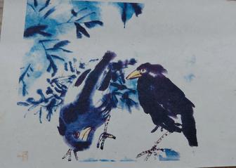Картина,Две вороны. Оригинал. Художник Анита,Швеция