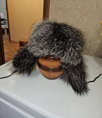 Шапка ушанка Чернобурка черная зимняя