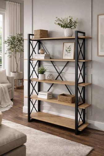 Стильный стеллаж в стиле Лофт Металл дерево