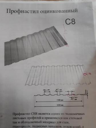 Профнастил оцинкованный толщина 0,5 Н8, Н12, Н21, Н27, Н35