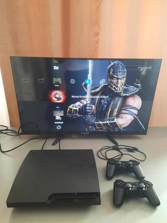 Playstation 3 Slim 28 игр Гта5 Фифа19 Уфс3 Матрол комбат и др. 2 джойстик