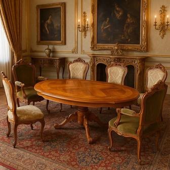 Элегантный овальный стол из румынского гарнитура Мона Лиза Винтаж