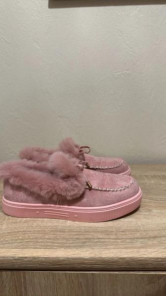 Полуботинки розовые с опушкой