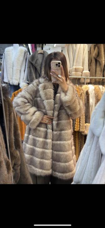 Эко шуба под соболь бежевая Семей