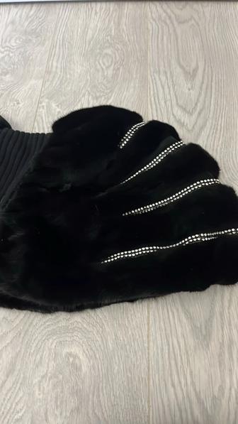 Норковая шапка шарф