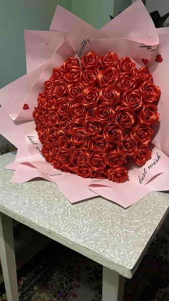 Цветы атласных лента 51 шт