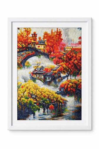 Интерьерная картина ручной работы (вышивка крестиком, 77-48 см)