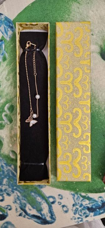 Нәзік алқа мен білезік. Подарочный набор, браслет и цепочка с перламут