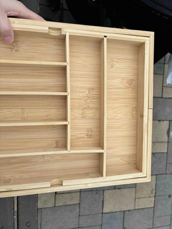 Расширяемый бамбуковый органайзер для столовых приборов