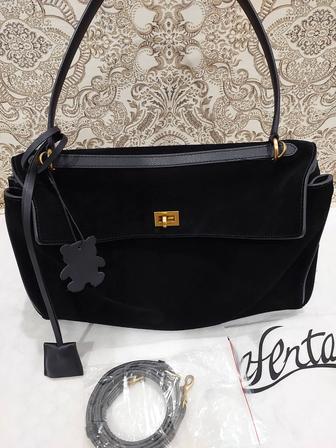 Сумка из натуральной кожи и замши