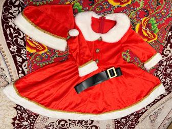 Платье снегурочки (санта клаус) на 7-8лет