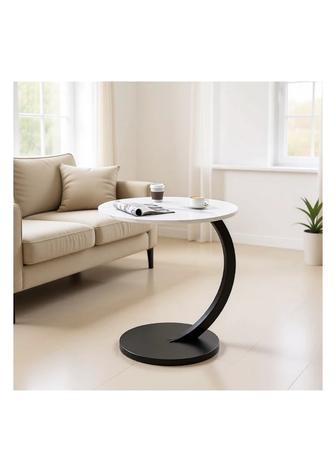 Журнальный столик приставной, 40x40x62 см, черный, белый