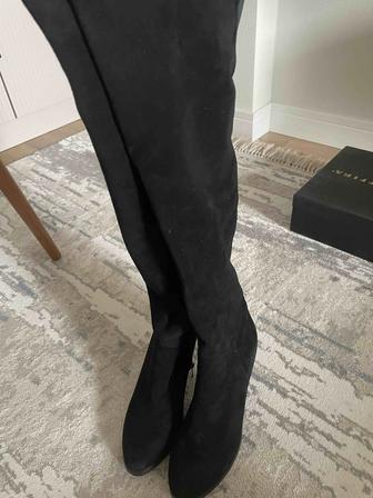 Сапоги-ботфорты зимние. Натуральная замша, мех. Выше колен. Размер 38.