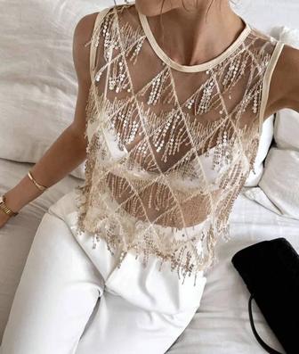 Топ бежевый, S и M