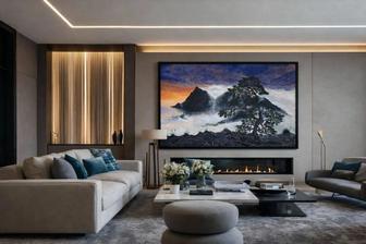 Картина Японский пейзаж, ручная работа, текстурная