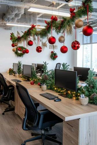Предновогоднее оформление офисов и ресторанов