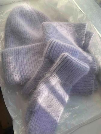 Новая шапка голубого цвета 3в1