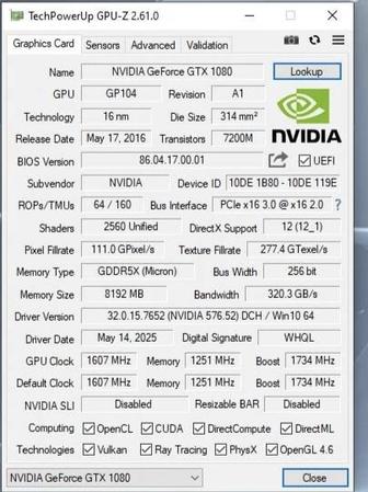 Видеокарта gtx 1080 8gb