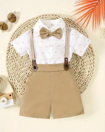 Комплект рубашка шорты и подтяжки б/у 74-80р