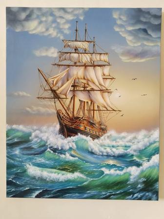 Картина.Живопись. Парусник.Холст.Масло.
