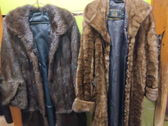 Шубы натуральные, длинные. Норка, ондатра. 48-50.