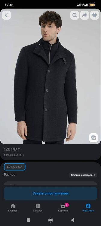 Мужское пальто демисезонное