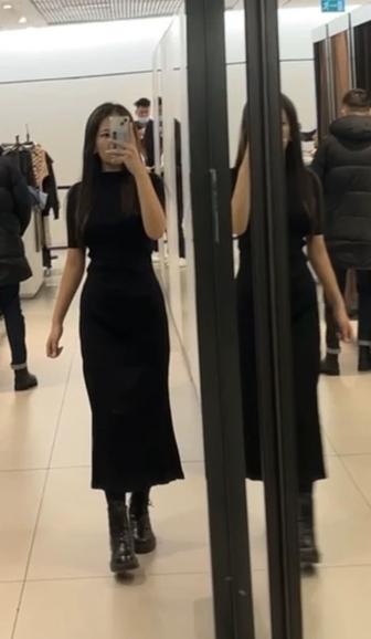 Платье черное длинное трикотаж