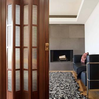 Раздвижная дверь гармошка (860 Х 2030мм) пластика со стеклом складная купе