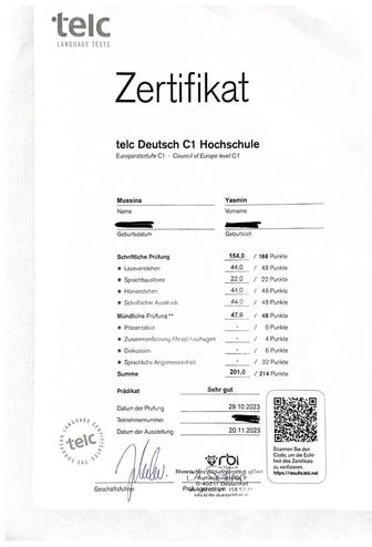 TELC C1 Hochschule deutsch Vorbereitung