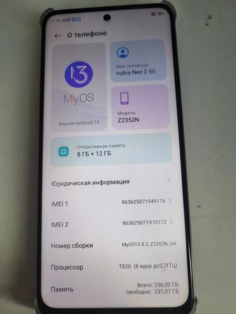 Продам телефон ZTE nubia neo 5G 256gb