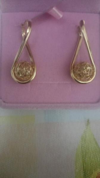 Золотые серьги, эксклюзив, итальянский желтый золота, 4 гр.
