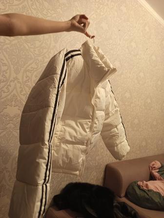 Продам куртка пуховик осенний белый новый рр 44 дубленка разм ,46(Турция)