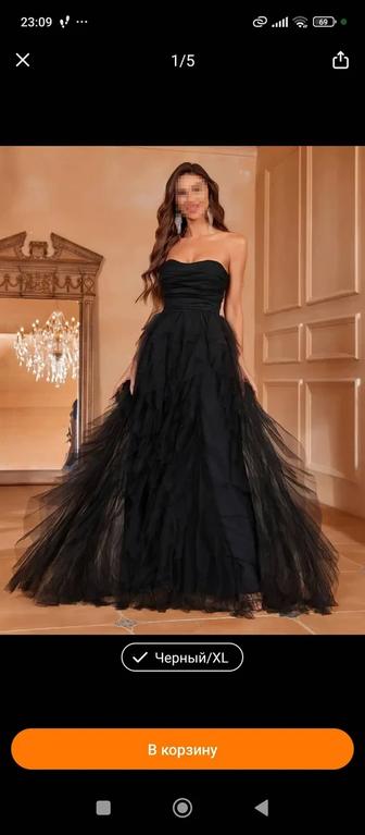 Платье вечернее длинное черное размер м-л. На 46 размер
