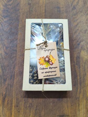 Набор для поделок и декора: кора, желуди, каштаны