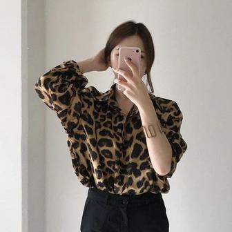 Леопардовая рубашка женская